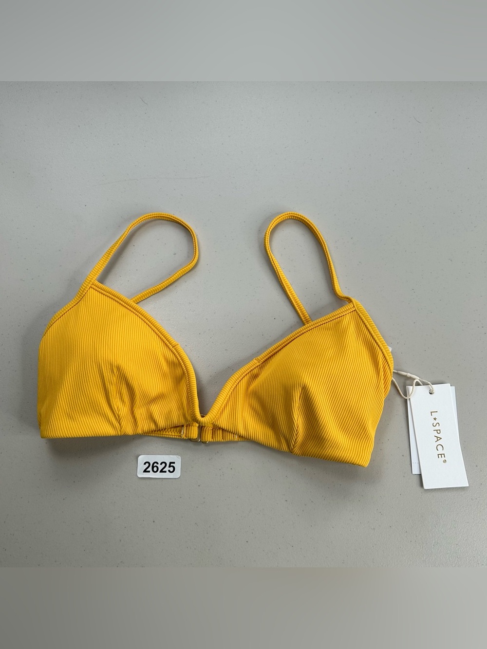 L*SPACE Helena Bikini Top Medium Ribbed V-Wire Swimwear Bachelorette New